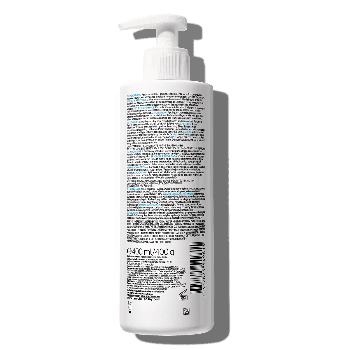 La Roche Posay Body Care Lipikar Body Milk 400ml 3337875549615 Back